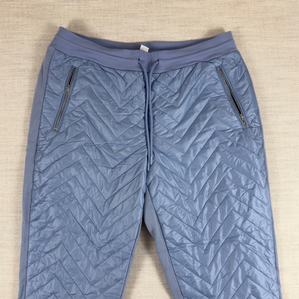 Athleta Womens Quilted Hybrid Joggers Light Blue Chevron Insulated Pants Size 12